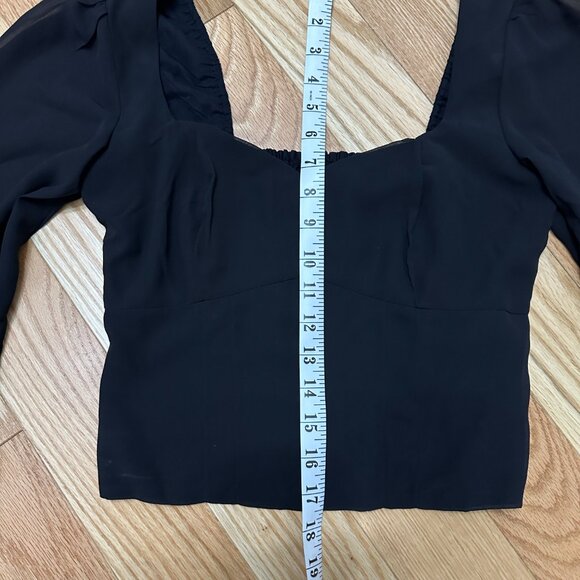 Abercrombie & Fitch Long-Sleeve Sweetheart Puff Sleeve Top - Black Size Small - Picture 6 of 11